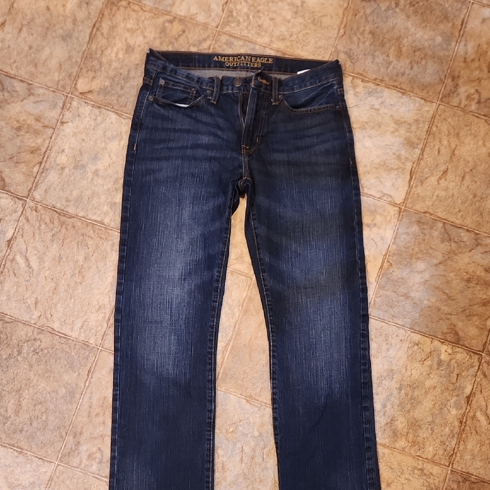 American Eagle Outfitters Men's Dark Blue Slim Straight Jeans